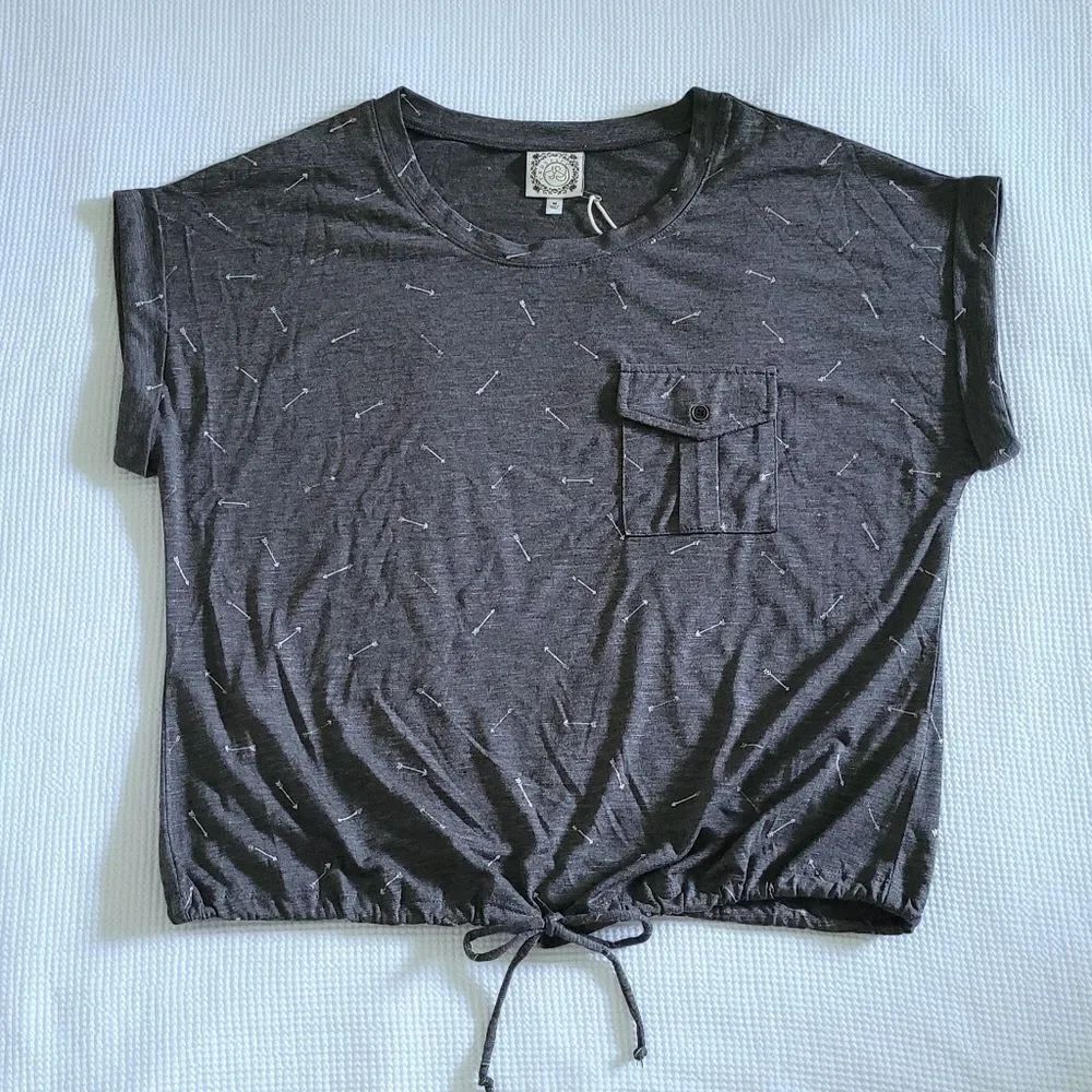 TRU Self Charcoal Space Dye Arrow🏹 Top - NWT